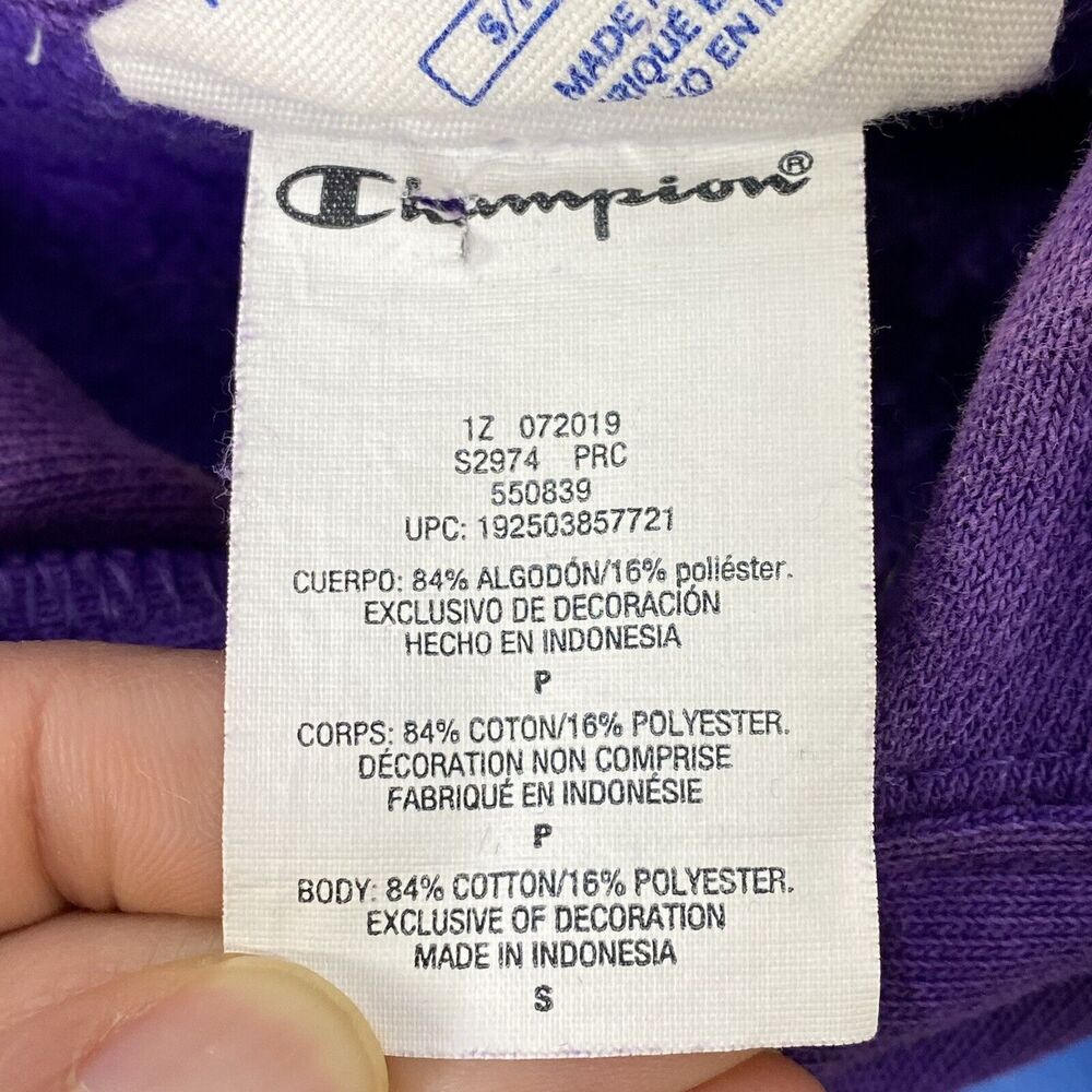 Champion Hoodie Sweatshirt Size Small Reverse Weave Purple Colorful Graphic Logo - Picture 5 of 12